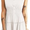 Connecteri  Womens Summer Dresses 2024 Sleeveless Button Down Smocked Elastic Waist Ruffle Tiered Casual Swing Mini Dress