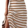 Connecteri  Summer Dress Casual Womens Fashion Short Sleeve Maxi Dress T Shirt Dress Striped Long Color Block Maxi Dress