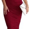 Connecteri?Women's Ruched Bodycon Dress 2024 Summer One Shoulder Sleeveless Party Cocktail Pencil Dresses