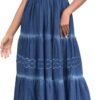 Connecteri  Women's Maxi Dress Sleeveless Denim Long Summer A-line Casual Blue Cotton Boho Flowy Sundresses for Women