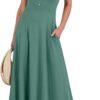 Connecteri  Women Summer Casual Sleeveless Maxi Sundress Button Fit & Flare A-Line Flowy Long Dresses 2024 Beach Outfits