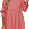 Connecteri  Womens Summer Tunic Dress Casual Loose Short Sleeve Crew Neck Flowy Swing Mini Shift Dresses
