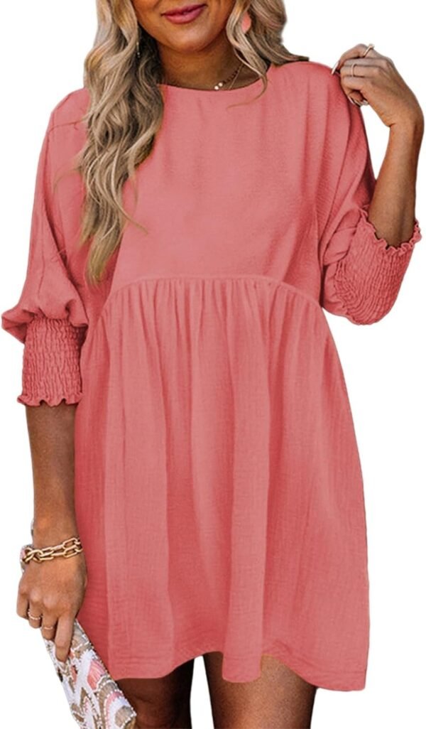 Connecteri  Womens Summer Tunic Dress Casual Loose Short Sleeve Crew Neck Flowy Swing Mini Shift Dresses