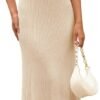 Connecteri  Women's V Neck Ribbed Knit Maxi Dress Button Short Sleeve Slim Fit Bodycon Sweater Dress