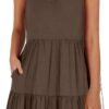 Connecteri  Womens Summer Casual Tank Dress Sleeveless V Neck T Shirt Sundress Flowy Tiered Swing Mini Beach Vacation Dresses