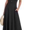 Connecteri  Women Summer Casual Sleeveless Maxi Sundress Button Fit & Flare A-Line Flowy Long Dresses 2024 Beach Outfits