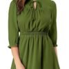 Connecteri  K Women's Autumn Wedding Guest Dresses Ruffle Hem 3/4 Sleeve A-Line Smocked Short Chiffon Dress