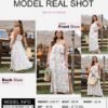 Connecteri  Womens Strapless Dresses Casual Summer High Waist Side Split Flowy Boho Maxi Dress
