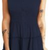 Connecteri  Womens Summer Dresses 2024 Sleeveless Button Down Smocked Elastic Waist Ruffle Tiered Casual Swing Mini Dress