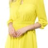 Connecteri  K Women's Autumn Wedding Guest Dresses Ruffle Hem 3/4 Sleeve A-Line Smocked Short Chiffon Dress