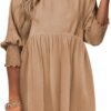Connecteri  Womens Summer Tunic Dress Casual Loose Short Sleeve Crew Neck Flowy Swing Mini Shift Dresses