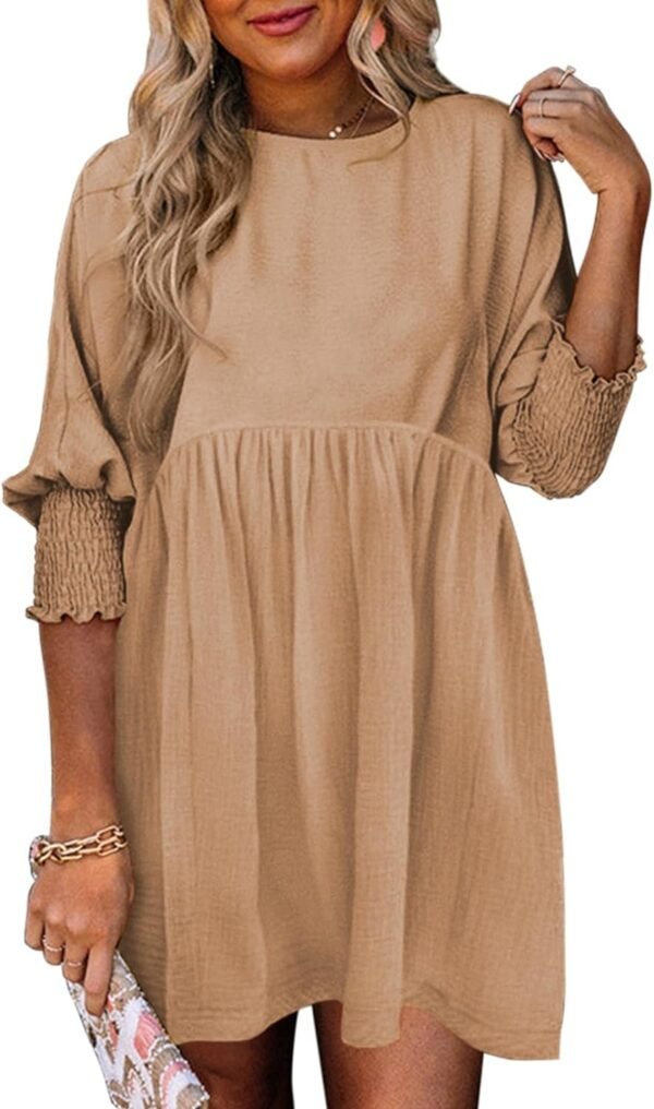 Connecteri  Womens Summer Tunic Dress Casual Loose Short Sleeve Crew Neck Flowy Swing Mini Shift Dresses