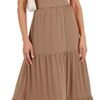 Connecteri  Women's Summer Casual Long Maxi Beach Vacation Dresses Sleeveless Square Neck Flowy Tiered Sun Dress with Pockets