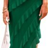 Connecteri?Womens Strapless Tube Asymmetrical Ruffle Maxi Bodycon Dress