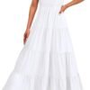 Connecteri  Womens Cap Sleeve V Neck Smocked Beach Sundress