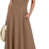 Connecteri  Women Summer Casual Sleeveless Maxi Sundress Button Fit & Flare A-Line Flowy Long Dresses 2024 Beach Outfits