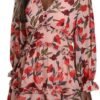 Connecteri  Womens 2024 Spring Summer Deep V Neck Ruffle Floral Flowy Mini Dress
