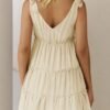 Connecteri Womens Summer Casual V Neck Sleeveless Mini Dress 2024 Tie Shoulder Tiered Ruffle Swing A Line Short Sundresses