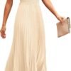 Connecteri?Womens Midi Summer V Neck Swiss Dot Ruffle Sleeveless A Line Beach Sun Dress