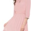 Connecteri  K Women's Autumn Wedding Guest Dresses Ruffle Hem 3/4 Sleeve A-Line Smocked Short Chiffon Dress