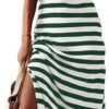 Connecteri  Summer Dress Casual Womens Fashion Short Sleeve Maxi Dress T Shirt Dress Striped Long Color Block Maxi Dress