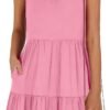 Connecteri  Womens Summer Casual Tank Dress Sleeveless V Neck T Shirt Sundress Flowy Tiered Swing Mini Beach Vacation Dresses