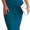 Connecteri?Women's Ruched Bodycon Dress 2024 Summer One Shoulder Sleeveless Party Cocktail Pencil Dresses