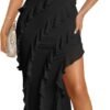 Connecteri Women's 2024 Strapless Bodycon Dress Sexy Off Shoulder Mesh Tassel Ruffle Side Split Tube Party Maxi Dresses