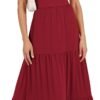 Connecteri  Women's Summer Casual Long Maxi Beach Vacation Dresses Sleeveless Square Neck Flowy Tiered Sun Dress with Pockets