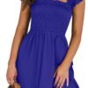 Connecteri  Womens Summer Casual Sleeveless Square Neck Smocked Ruffle Backless Boho Mini Dress 2024 Trendy Short Sundress