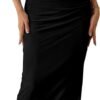 Connecteri  Women's Summer Maxi Bodycon Dresses Strapless Tube Top Printed Long Party Club Slit Dress