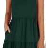 Connecteri  Womens Summer Casual Tank Dress Sleeveless V Neck T Shirt Sundress Flowy Tiered Swing Mini Beach Vacation Dresses