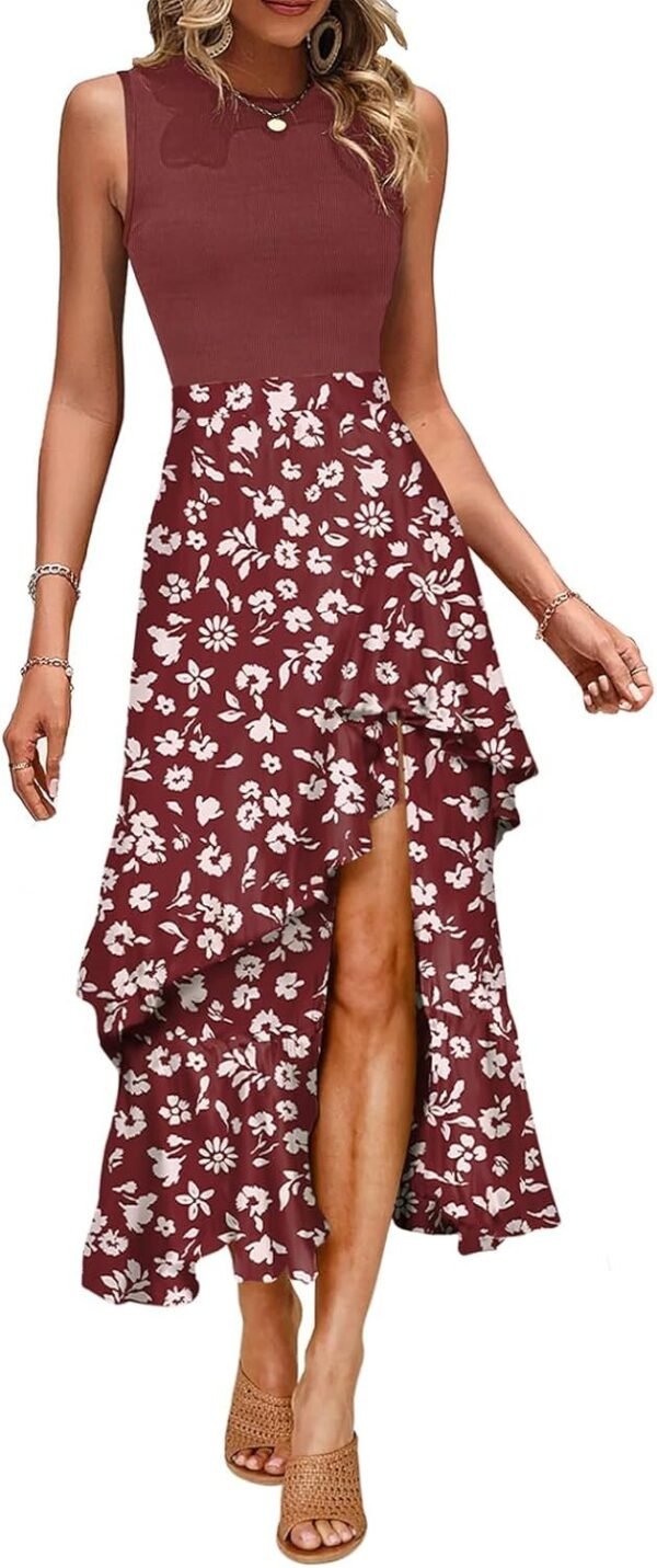 Connecteri  Women's Summer 2024 Maxi Dress Spaghetti Strap Spring Casual Boho Split Beach Long Flowy Dresses Trendy