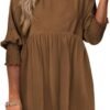 Connecteri  Womens Summer Tunic Dress Casual Loose Short Sleeve Crew Neck Flowy Swing Mini Shift Dresses
