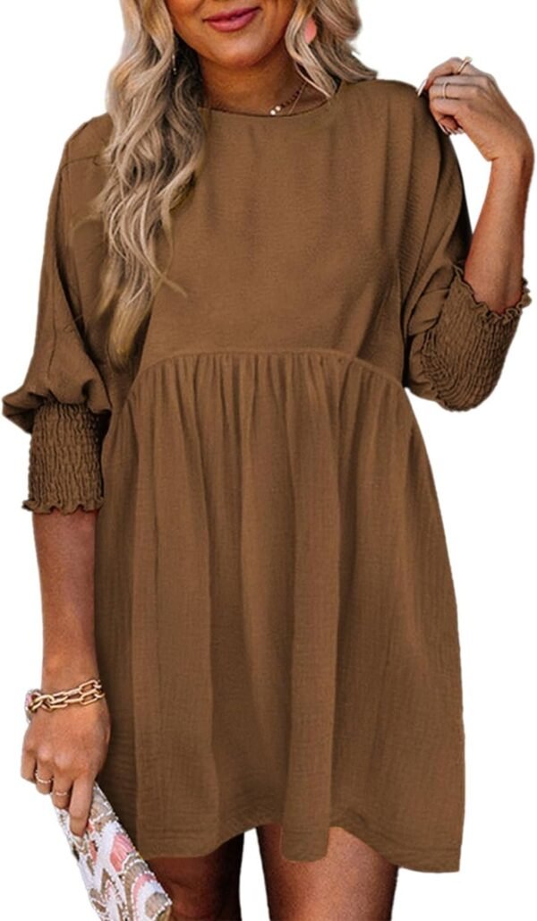 Connecteri  Womens Summer Tunic Dress Casual Loose Short Sleeve Crew Neck Flowy Swing Mini Shift Dresses