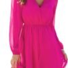 Connecteri  Women's Floral Print Chiffon A-Line Mini Dress Long Peasant Sleeves