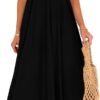 Connecteri  Womens 2024 Summer Flowy Maxi Dress Casual Sleeveless Spaghetti Strap Ruffle Beach Long Dresses