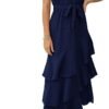 Connecteri?Womens Summer Floral One Shoulder Tiered Ruffle Flowy Midi Beach Boho Dress