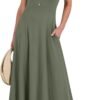 Connecteri  Women Summer Casual Sleeveless Maxi Sundress Button Fit & Flare A-Line Flowy Long Dresses 2024 Beach Outfits