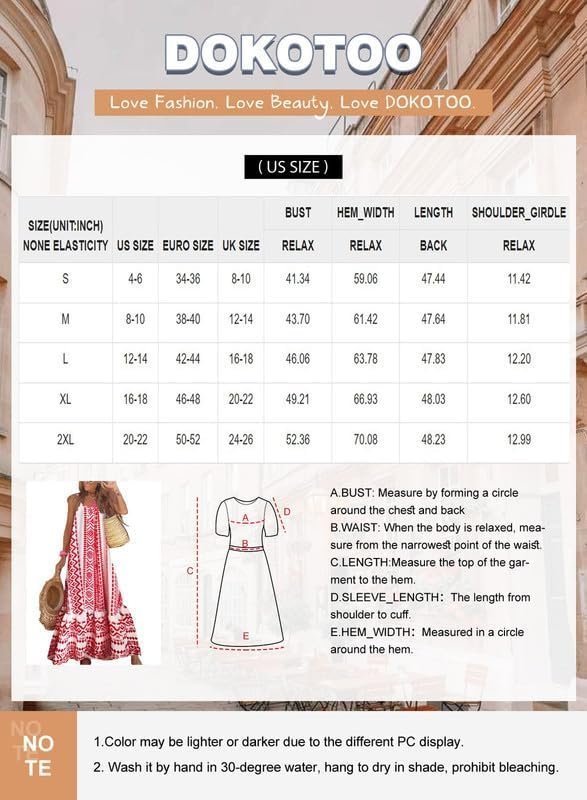 Connecteri  Women Summer Dresses 2024 Spaghetti Strap Scoop Neck Smocked Ruffle Flowy Boho Maxi Dress