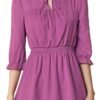 Connecteri  K Women's Autumn Wedding Guest Dresses Ruffle Hem 3/4 Sleeve A-Line Smocked Short Chiffon Dress