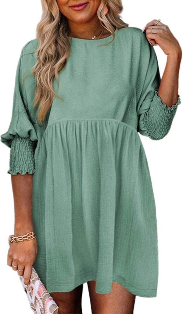 Connecteri  Womens Summer Tunic Dress Casual Loose Short Sleeve Crew Neck Flowy Swing Mini Shift Dresses