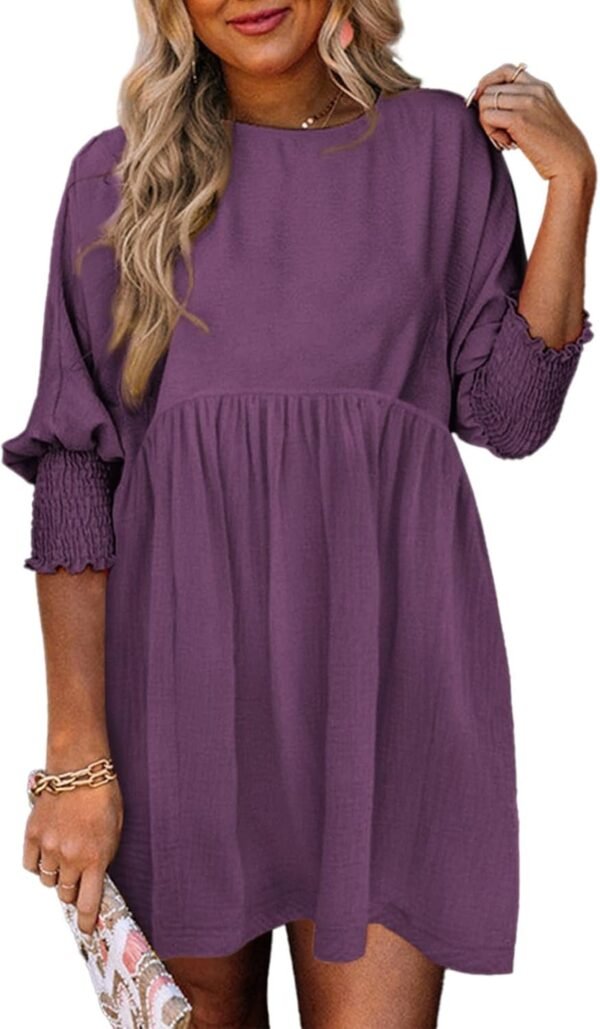 Connecteri  Womens Summer Tunic Dress Casual Loose Short Sleeve Crew Neck Flowy Swing Mini Shift Dresses