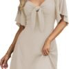 Connecteri  Womens Dresses 2024 Spring Summer Deep V Neck Elegant Bow tie Mini Dress S-XL
