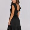 Connecteri  Womens Summer Casual Sleeveless Square Neck Smocked Ruffle Backless Boho Mini Dress 2024 Trendy Short Sundress