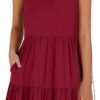 Connecteri  Womens Summer Casual Tank Dress Sleeveless V Neck T Shirt Sundress Flowy Tiered Swing Mini Beach Vacation Dresses