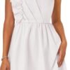 Connecteri Women's Summer One Shoulder Ruffle Dress 2024 Boho Sleeveless Elastic High Waist Swing Mini Dresses