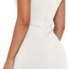 Connecteri  Women's Summer Sleeveless Boat Neck Mini Dress Slim Fit Party Club Bodycon Dresses