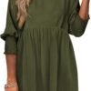 Connecteri  Womens Summer Tunic Dress Casual Loose Short Sleeve Crew Neck Flowy Swing Mini Shift Dresses