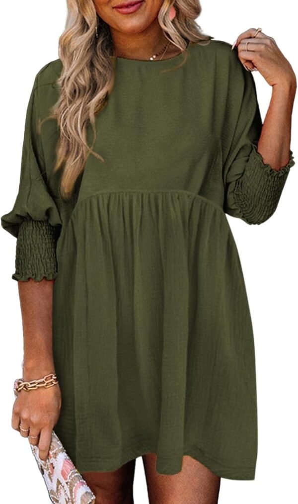 Connecteri  Womens Summer Tunic Dress Casual Loose Short Sleeve Crew Neck Flowy Swing Mini Shift Dresses